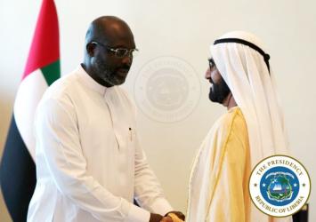 President Weah meets the President of Dubai and Prime Minister of UAE, Sheikh Mohammed bin Rashid Al MaktoumExecutive Mansion Photo