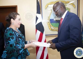 Polish Ambassador Mrs. Joanna Tarnawska presents her letter of Credence to President Dr. George Manneh WeahEXECUTIVE MANSION 