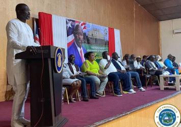 President Weah addresses citizens of District #5 at the Paynesville Town HallExecutive Mansion Photo