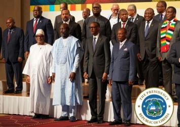 President Weah and a few African leaders posing in a group photo at TICAD 7 opening ceremonyExecutive Mansion Photo