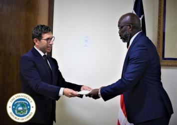 President Weah receives Letter of Credence from the Ambassador of Czech Republic His Excellency Jan FurryExecutive Mansion Photo