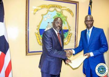 President Weah receives Letters of Credence from the Ambassador of Burkina Faso, H E Mahamadou ZongoExecutive Mansion Photo