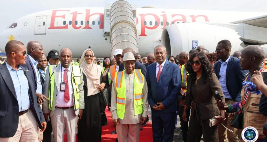 President Boakai Welcomes Ethiopian Airlines