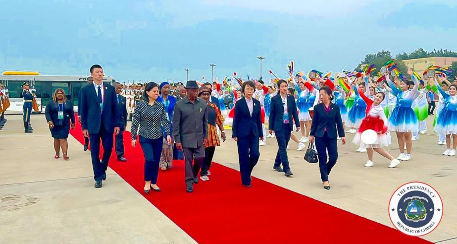 President Boakai and delegation arrive in China.jpg