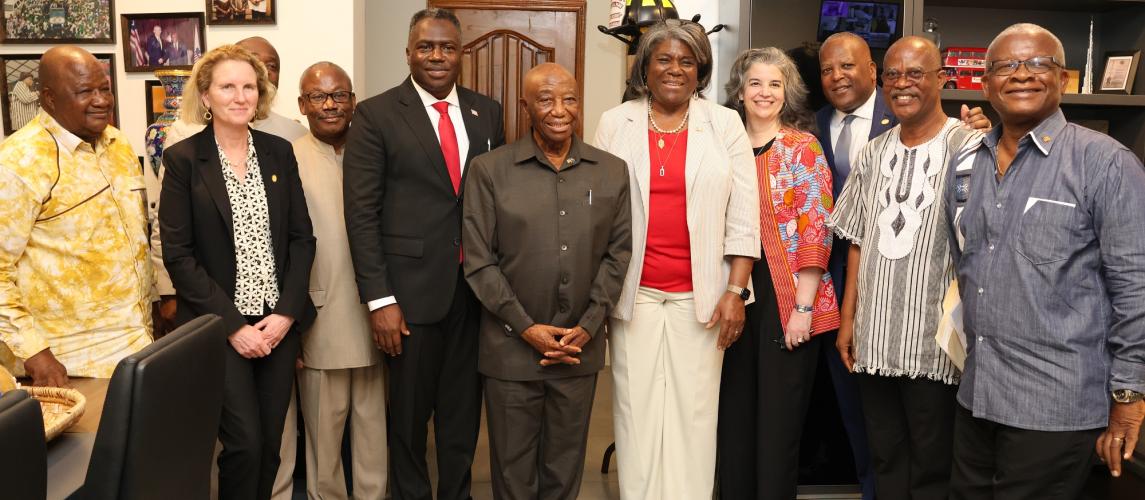 President Boakai posed in a photograph with Amb. Greenfield and delegates