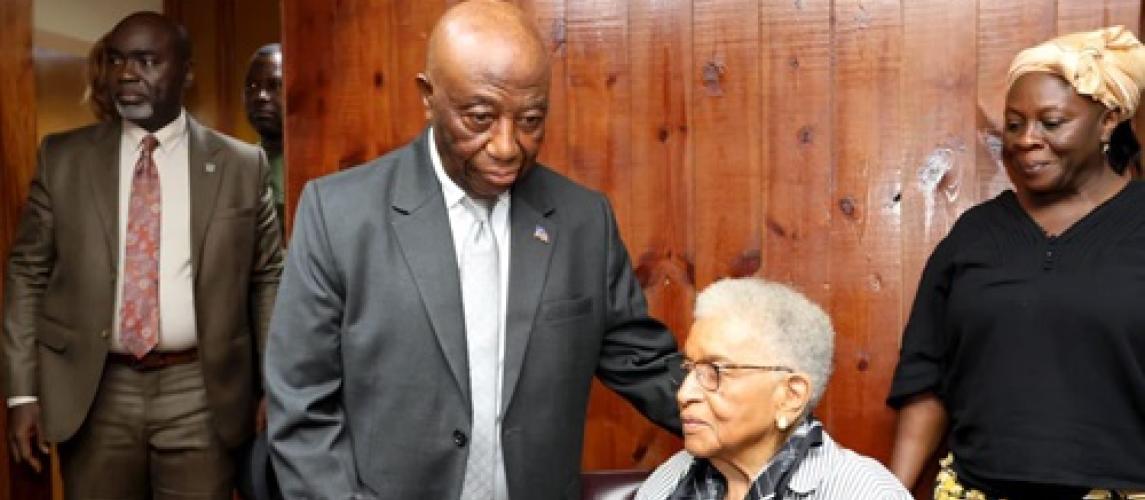 President Boakai consoles former President Sirleaf