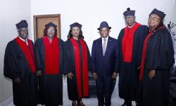 President Boakai posed in a photograph with members of the Supreme Court Bench 