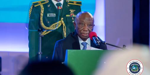 President Boakai Arrives in Abuja 