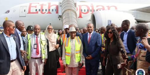 President Boakai Welcomes Ethiopian Airlines